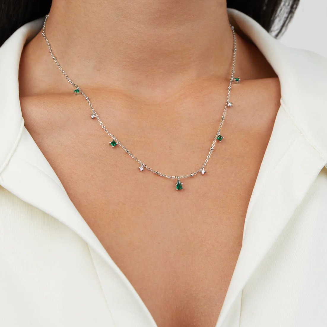 Srebrna ogrlica s kristalima Emily